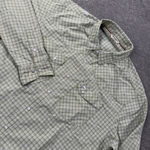 Simms Fishing Shirt Mens XL Green Plaid Snap Button Long Sleeve Western Outdoor